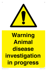 Warning Animal disease investigation in progress